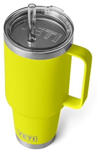 YETI Rambler Trinkbecher Mit Trinkhalmdeckel, Firefly Yellow, 42 oz (1,2 l)