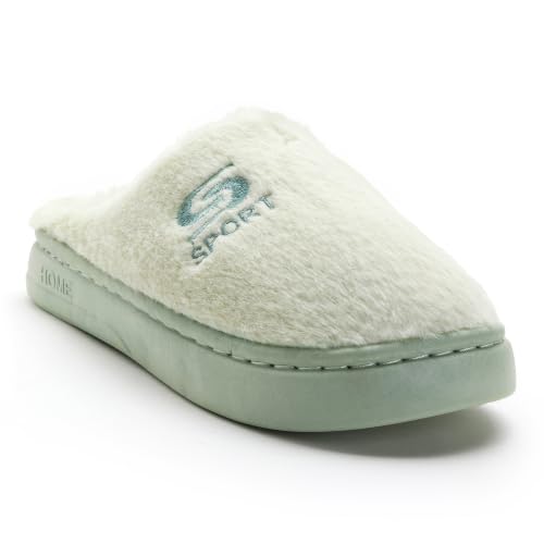 Image of Unisex Winter Flip Flop Slipper for Men and Women Soft Faux Fur Slip On Indoor Home Slides Slipper for Bedroom Sandals