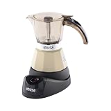 IMUSA 3 or 2 Cup Electric Almond Espresso Maker, Compact Moka Coffee Machine with Keep Warm Function, Detachable Base, Milk Coffee Brewer for Cuban, Italian & Espresso Drinks