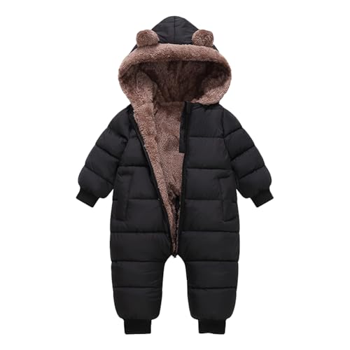 AiWMGL Baby Boys Girls Snowsuit 18-24 Months Winter Clothes Suit Hooded Jumpsuit Romper Bear Outfit Infant Warm Coat Outwear Overcoat Black