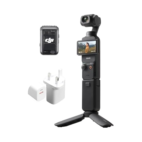 DJI Osmo Pocket 3 Creator Combo, Vlogging Camera with 1'' CMOS & 4K/120fps Video, 3-Axis Stabilization, Face/Object Tracking, Fast Focusing, Mic Included, Small Camera for Photography，PD 35W charger