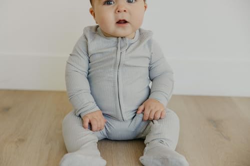 Image of Copper Pearl Baby Zip-Up Footie Pajamas - Soft Stretchy Sleep and Play Footies for Boys and Girls