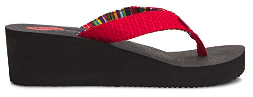 Image of Floopi High Heel Wedge Sandals for Women-Comfort Yoga Mat Footbed for Support, Flip Flop Thong Platforms for Summer