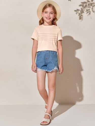 Image of Imily Bela Girls Pleated Short Sleeve T Shirts Kids Summer Crewneck Shirts Casual Tops Tees 5-14 Years