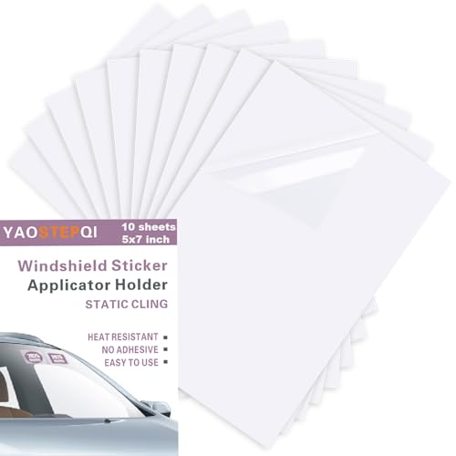 Image of Windshield Sticker Applicator, Stickers Shield for Windshields High Transparent Film Sticker Sheets Static Cling for Stickers, Easy Application, Removal and Re-Application (10 pcs 5x7 inch)