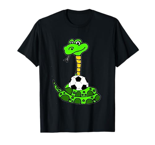Smileteesfunnya Funny Green Python Snake and Soccer Ball T-Shirt