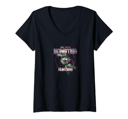 T-shirt col V Marvel Mech Strike Monster Hunters Kraken vêtement geek noir