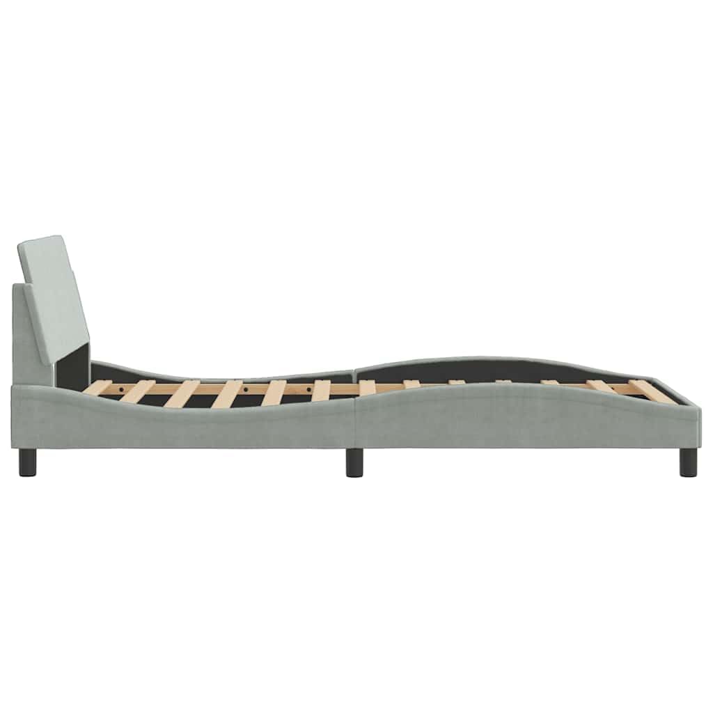 Estructura de Cama Dover Gris Claro 100x190 cm con cabecero tapizado, Soporte Robusto y diseño Lateral Ondulado para dormitorios Juveniles y Adultos, Ideal para Descanso y