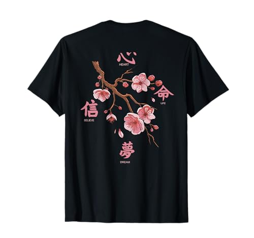Flores japonesas con estampado trasero Backprint aesthetic Camiseta