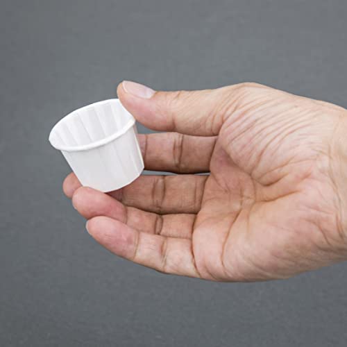 Genpak 250 Piece F100 Capacity Pleated Paper Portion Cup, 1" H, 1 oz, White - Thumbnail 4