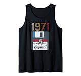 Nata nel 1971, 50 anni, camicia vintage per il 50° compleanno per donne e uomini. 1981 camicia di compleanno Retro Color abbigliamento presenta un retrò anni '60, anni '70, classico floppy disk, carattere retrò che dice 1971 lo rende fantastico regalo di compleanno divertente 50 anni di essere impressionante