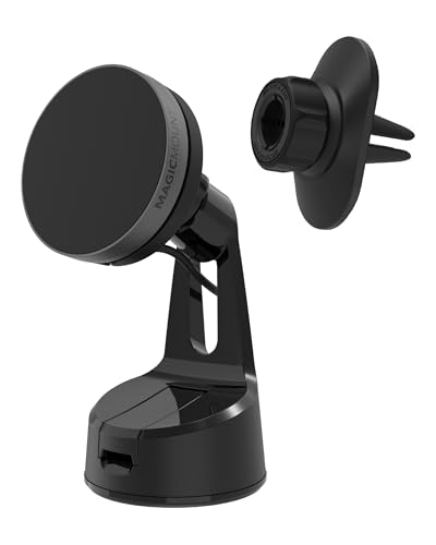 Cargador inalámbrico Qi2 para coche Scosche con ventosa magnética para salpicadero y clip de ventilación
