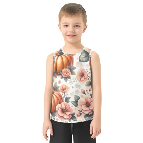 susiyo Autumn Pumpkins Flowers Boys Sleeveless Tank Top Girls Athletic T Shirt2