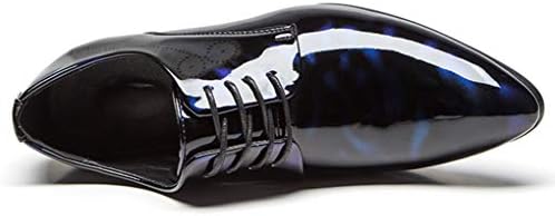Dress Shoes Men Pointed Toe Floral Patent Leather Lace Up Oxford Fashion Formal Shoes Blue 10.5 US | Image 2