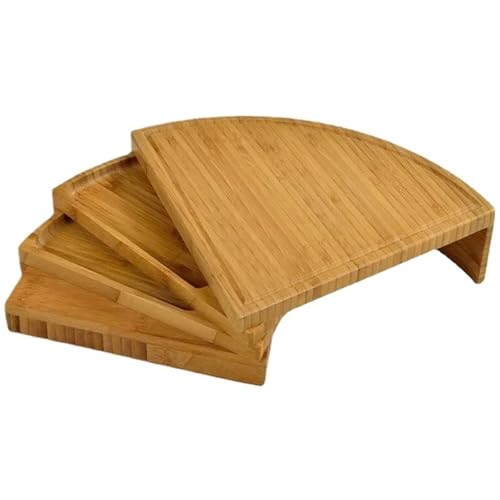 Coffee Table Tray Bamboo Cheese Plate Cutting Board Pull-Out Scalloped Deli Assortment Snack Platter