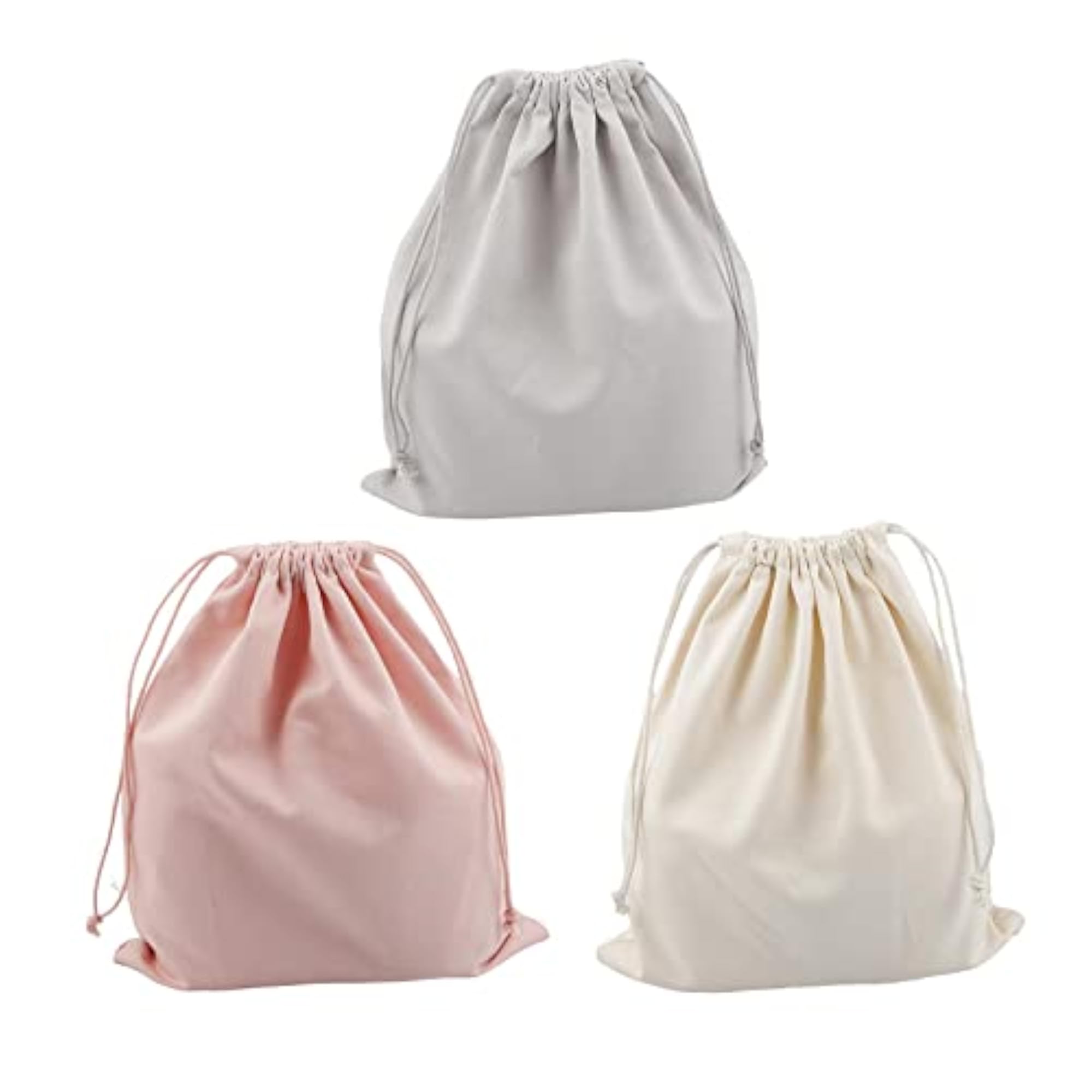 3 Pcs Canvas Drawstring Storage Bag for Shoes, Portable Organizer