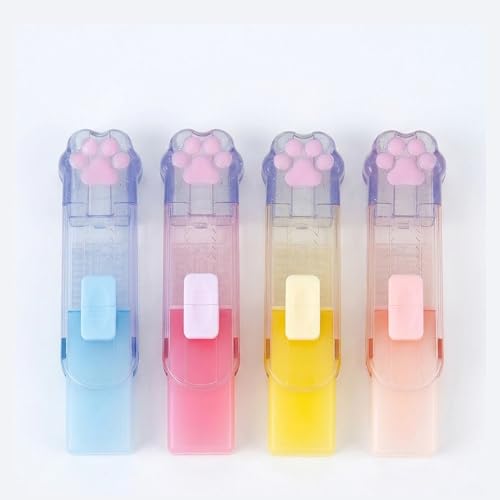 Lot de 4 gommes Kawaii rétractables patte de chat pastel