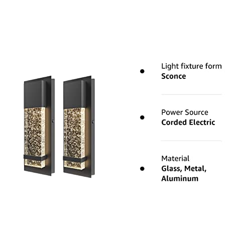 Modern Wall Sconce, Partphoner Led Wall Light With Crystal Bubble Glass Modern Porch Light Outdoor Indoor Wall Fixture 12W Lumen 3000K For Doorway Garden Hallway Patio Living Room, 2 Pack #TOP7