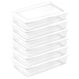 Sterilite 19608006 41 Quart/39 Liter Underbed Storage Box, Clear with White Lid, 6-Pack