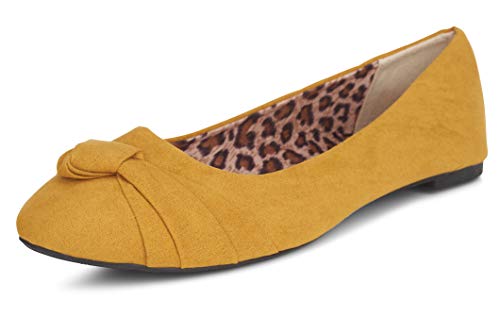 Image of Epic Step Ballet Flats for Women, Comfortable Slip on Faux Suede Round Toe, Ballerina Dressy Flat Shoes