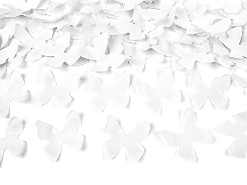 12 Konfetti-Kanonen 40cm zur Hochzeit, Party oder Geburtstag (Weiße Schmetterlinge)