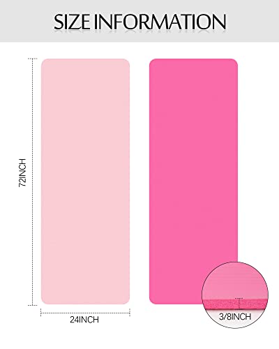 Image of Woanger Yoga Mats (72x24) 3 /8 Inch Thick Exercise Yoga Mat for Home Workout with Strap Non Slip Pilates Gym Supplies for Women Men