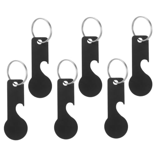 Angoily 6 Piezas Llavero simbólico Tienda de comestibles acollador Cesta abrebotellas Bottle Opener Extractor de carros de Acero Inoxidable Llavero Trolley de Acero Inoxidable Black