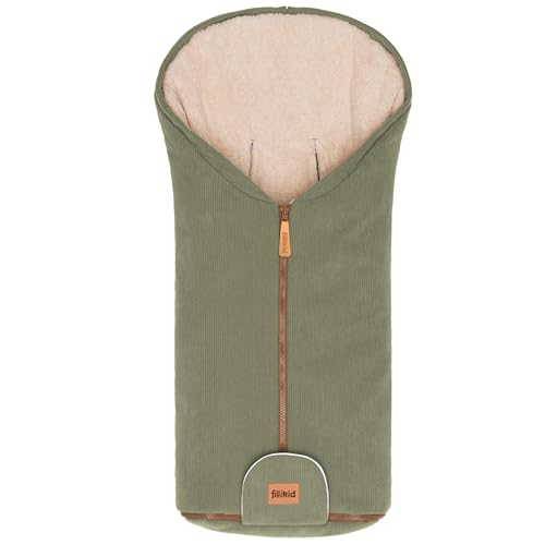 Fillikid Baby Fußsack Babyschale Kinderwagen Nevis Cord Exklusiv | Winterfußsack mit warmem Innenfutter, wind- & wasserabweisend | Einschlagdecke Winter | Universell geeignet für Neugeborene