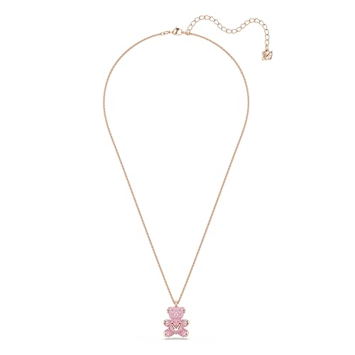 Swarovski Teddy Bear Pendant Necklace, Pink Crystals, Rose Gold-Tone Finish2
