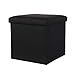 KIEDIF Pudełko do przechowywania, wielofunkcyjne, składane, kwadratowy stołek, do przechowywania ubrań, książek, zabawek, dekoracji, organizator, kolor czarny
