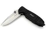 Walther Silver Tac Einhandmesser Klappmesser mit Liner Lock System - Glasbrecher Beidseitig montierbarer Trageclip Riemenöse Gürteltasche-