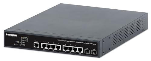 Image of Intellinet 10 Port Gigabit L2+ Managed PoE++ Ethernet Switch with 2 SFP Uplink Slots - 242WPower Budget, Self-Healing, Cloud Management, 19 inch Rackmount -3 Yr Mfg Warranty-562003