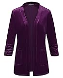 Cardigan en velours pour femme - Boléro pour femme - Manches 3/4 - Cardigan boléro pour femme - Basique - Haut élégant - Haut en tricot - Cardigan en velours uni - Haut décontracté.