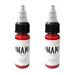 Tattoo Ink Red 2PCS, Tattoo Practice Pigment, Dynamic Red Tattoo Ink, Tattoo Supplies for Colouring and Mixing, Vibrant, Sterilized, Vegan, Safe and Long Lasting(15ml/Bottle)