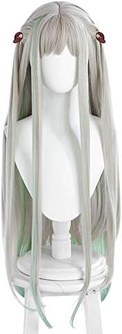 JCvCX Anime Yashiro Nene Wig Gray Mixed Light Green Long Straight Party Hair Cosplay Props Halloween