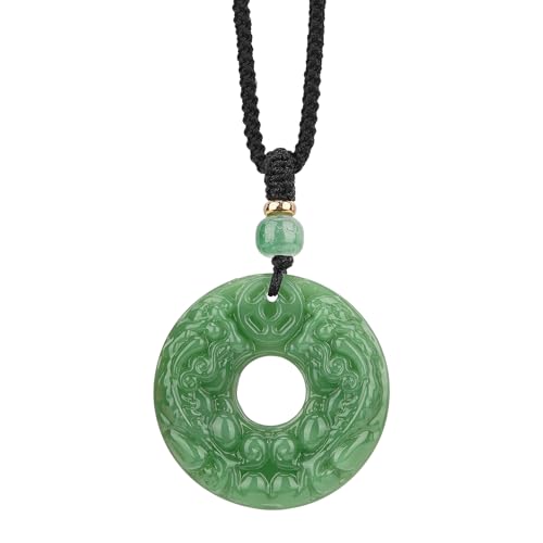 Chiorgone Feng Shui Pi Xiu Necklace – Double-Sided Carved Nephrite Jade Pendant,...