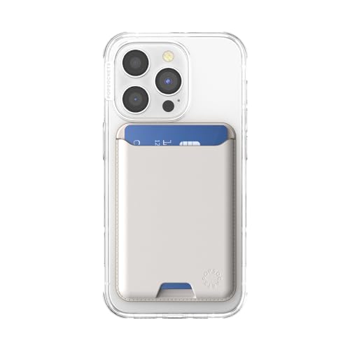 Image of PopSockets Phone Wallet Without Expanding Grip, Phone Card Holder, Wireless Charging Compatible, Wallet Compatible with MagSafe Vegan Leather- Horchata