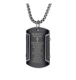 Mens 316L Stainless Steel Black Silver Cross Bible Dog Tag Pendant Box Chain Necklace