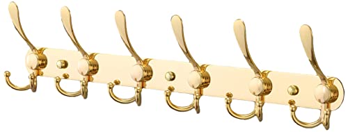 Portemanteau Murale - Patères Porte Manteaux Design avec Bidirectionnels Acier au carbone, Patères Salle De Bains Solide pour Chambre Bureau Vestibule Or (6 Hook 2 Pièces) Cover