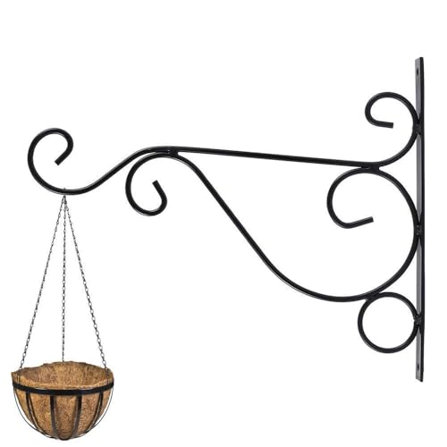 Strong Metal Wall Hook – Heavy Duty Decorative Bracket for Hanging Planters, Lanterns, Wind Chimes, Bird Feeders & Coats – Perfect for Indoor & Outdoor Use (Black, Pack of 1)