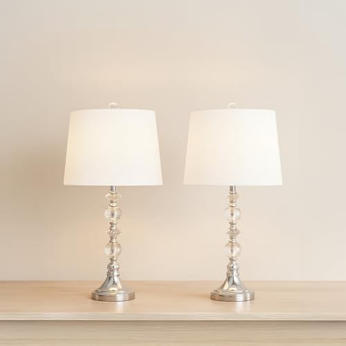 Set of 2 Crystal Accent Table Lamps – Metal &