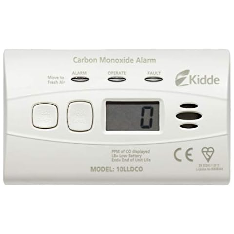 Kidde 10LLDCO Ten Year Life Carbon Monoxide Alarm Digital Display with Sealed Longlife Battery Cover