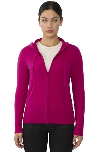 Image of JENNIE LIU Women's 100% Pure Cashmere Long Sleeve Zip Hoodie Cardigan Sweater