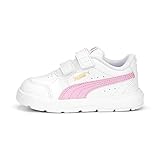 Suola dal design ondulato PUMA Evolve Court V Inf, Scarpe da ginnastica, Unisex - Bambini e ragazzi, Puma White-Lilac Chiffon-Puma Gold, 26 EU