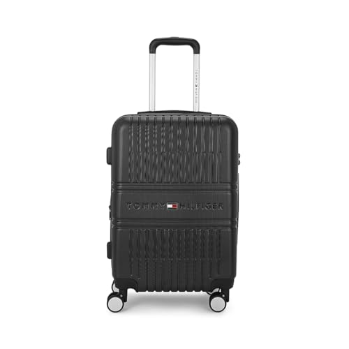 Image of Tommy Hilfiger Stanford Luggage Set of 3 (Cabin, Mid & Cargo)- Black | Polycarbonate Hardshell Suitcase | Expandable Trolley Bags with Flushed TSA Lock, 360 Spinner Wheels & Telescopic Handles