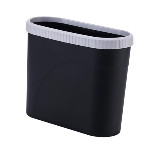 MAGICLULU Household Trash Can Lid Compact Rubbish Box for Kitchen Bathroom Living Room Non-Slip and Wear-Resistant Design Modern Black Dustbin for Home Use