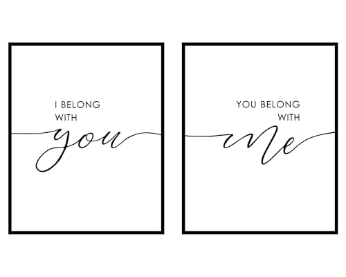 Set of 2, I Belong with You You Belong with Me, Quote Print, Minimalist Wall Art, Modern Nordic Poster, Home Decor, Wall Art, 11x14 Inch Unframed