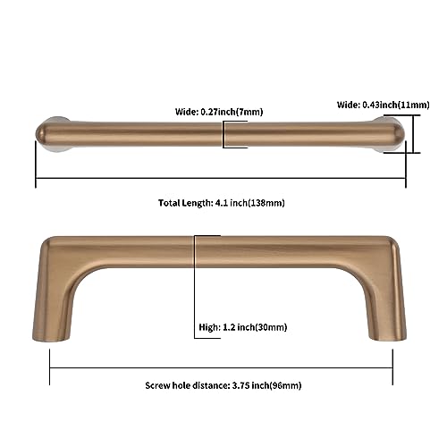 Image of Asidrama 10 Pack 3.75 Inch(96mm) Champagne Bronze Cabinet Pulls Cabinet Handles Cupboard Handles Kitchen Cabinet Hardware for Cupboard Drawer Pulls
