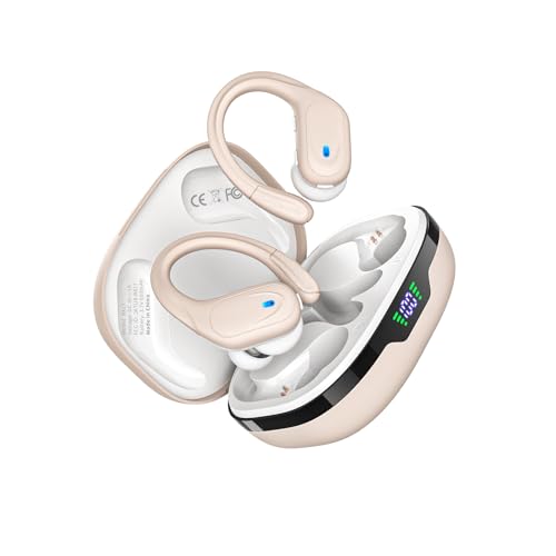 HAOYUYAN Auriculares inalámbricos, auriculares Bluetooth deportivos, 80 horas de reproducción con pantalla LED de alimentación, auriculares con cancelación de ruido, auriculares impermeables IPX7 para