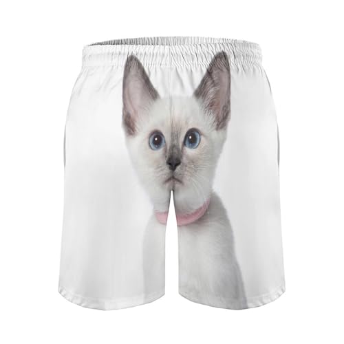 Maillot de bain s&eacute;chage rapide homme chat blanc UMENG S